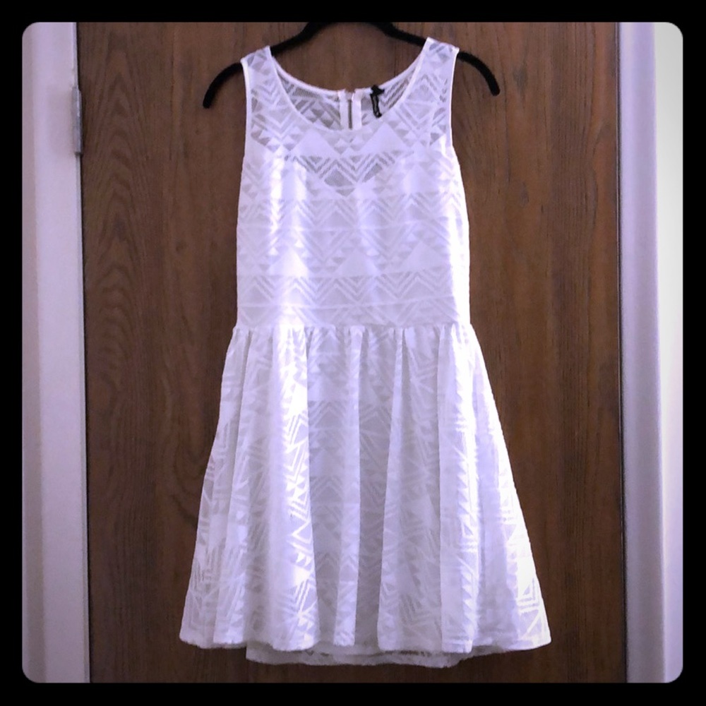 White chevron overlay dress